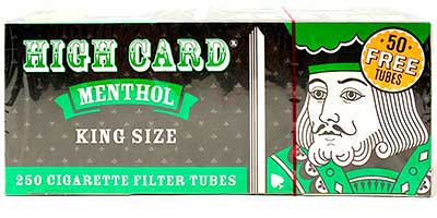 High Card Green Menthol King Size Cigarette Tubes 200 + 50 Free Per Box (4 Boxes) Supply