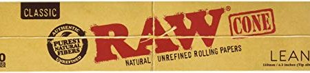 RAW Classic Natural Unrefined Pre Rolled Cones 20 Cones per Box Lean Size (12) Hot on Sale