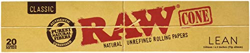 RAW Classic Natural Unrefined Pre Rolled Cones 20 Cones per Box Lean Size (12) Hot on Sale