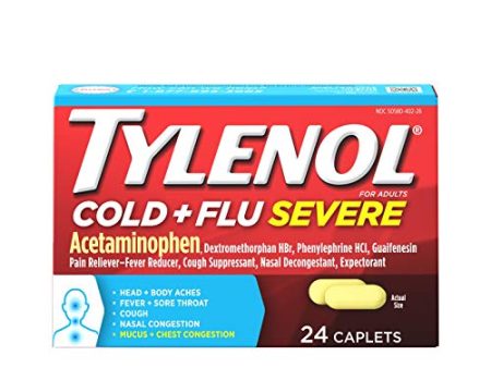 Tylenol Cold + Flu Severe Caplets for Fever, Pain, Cough & Congestion, 24 ct. For Discount