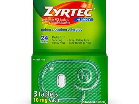 Zyrtec 24 Hour Allergy Relief Tablets, 10 mg Travel Size, 3 ct on Sale