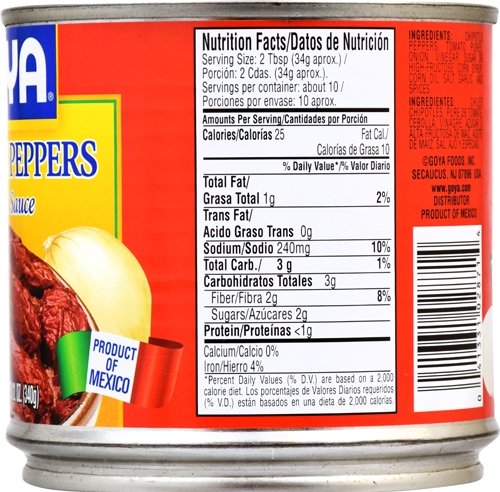 Goya Foods Chipotle Peppers in Adobo Sauce, 12 Ounce (Pack of 12) Online Sale