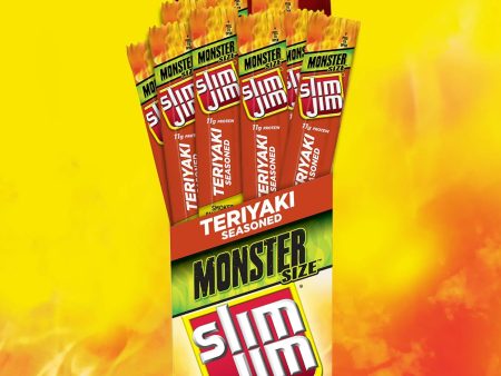 Slim Jim Monster Smoked Meat Stick, Teriyaki Seasoned, Packed with Protein, 1.94-oz. Stick 18-Count Online now