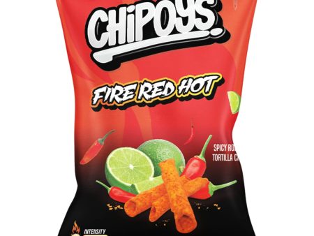 Chipoys Fire Red Hot Tortilla Chips, Crunchy Snacks, Gluten-Free, Protein Chip, 2 oz Bags, Pack of 10 Online now