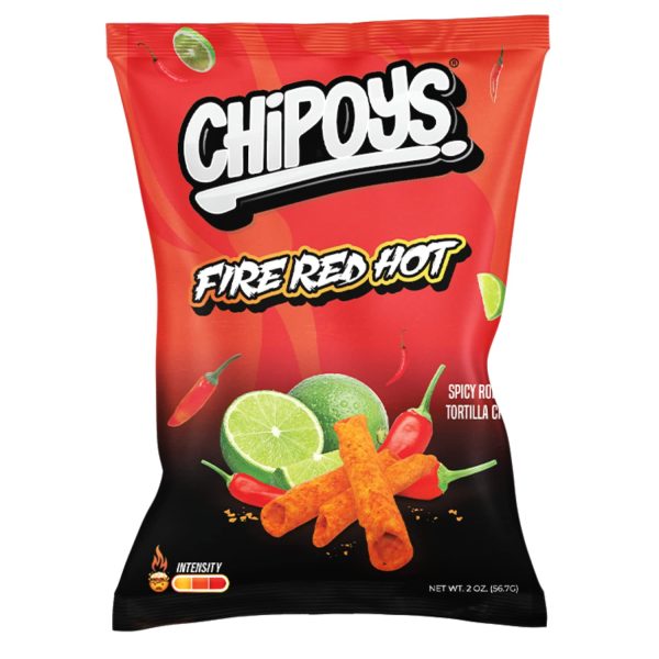 Chipoys Fire Red Hot Tortilla Chips, Crunchy Snacks, Gluten-Free, Protein Chip, 2 oz Bags, Pack of 10 Online now