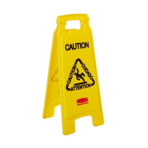 Rubbermaid Commercial 26 Inch Multilingual  Caution  Sign, 2-Sided, Yellow (FG611200YEL) Online