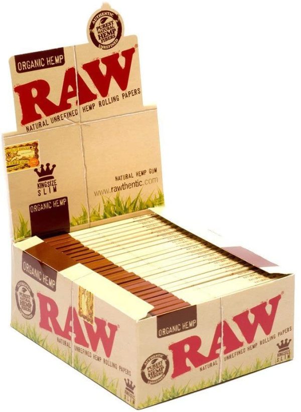 Raw King Size Slim Organic Hemp Rolling Papers 10 Packs For Discount