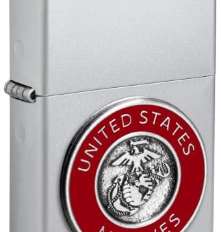 Zippo United States Marines Emblem Satin Chrome Lighter - Semper Fi For Discount