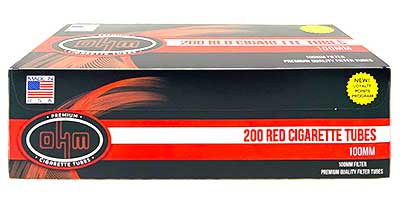 Ohm Red 100mm Cigarette Tubes 200 Count Per Box Cheap