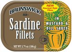 BRUNSWICK Wild Caught Sardine Fillets in Mustard and Dill Sauce 3.75 oz Online Sale