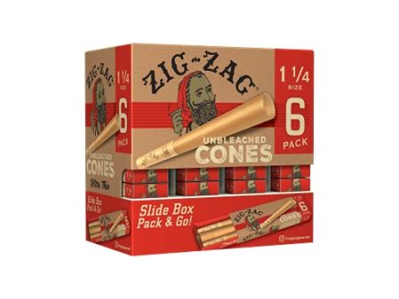 Zig Zag Unbleached 36 Pack Display - 6 Cones Per Pack - 1 1 4 Cones Online Hot Sale