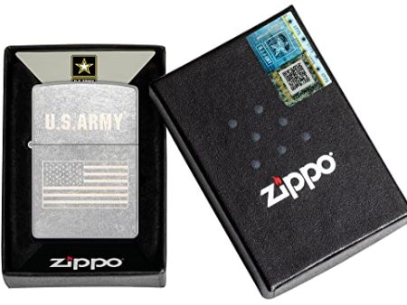 Zippo U.S. Army Flag Engraved Lighter, Street Chrome - Patriotic & Windproof Online now