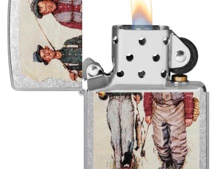 Zippo Norman Rockwell Fishing Street Chrome Pocket Lighter Supply