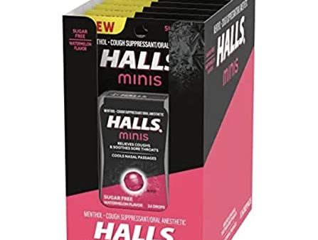 HALLS Minis Watermelon Flavor Sugar Free Cough Drops, 8 Packs of 24 Drops (192 Drops Total) Fashion