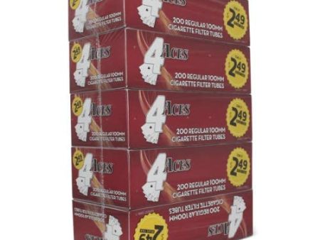 4 Aces Regular 100mm (100s) RYO Cigarette Tubes 200 Count Per Box (Pack of 5) For Sale