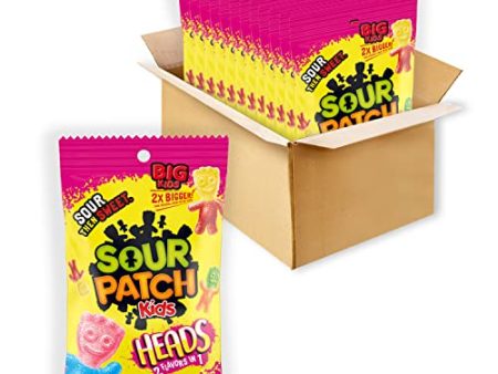 SOUR PATCH KIDS Heads 2 Flavors in 1 Soft & Chewy Candy, 8 oz Bags (Pack of 12) Sale