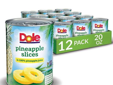 Dole Canned Pineapple Slices in 100% Fruit Juice, 20 Oz, 12 Count For Discount