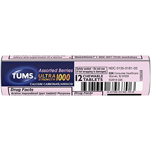 TUMS Antacid Chewable Tablets Ultra Strength Heartburn Relief Assorted Berries Discount