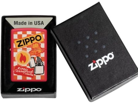 Zippo Retro Design Red Matte Pocket Lighter Discount