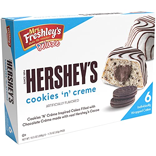 Mrs. Freshley s Deluxe Hershey s Cookies  N  Creme Cakes, 10.5oz, White 6 Count Per Box For Sale