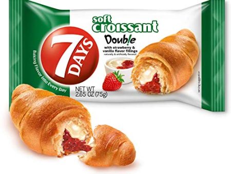 7Days Soft Croissant, Strawberry Vanilla Filling, Perfect Breakfast Pastry or Snack, Non-GMO (Pack of 6) Cheap