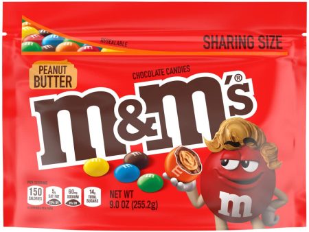 M&M S Peanut Butter Milk Chocolate Candy, Sharing Size, 9 oz Resealable Bag Sale