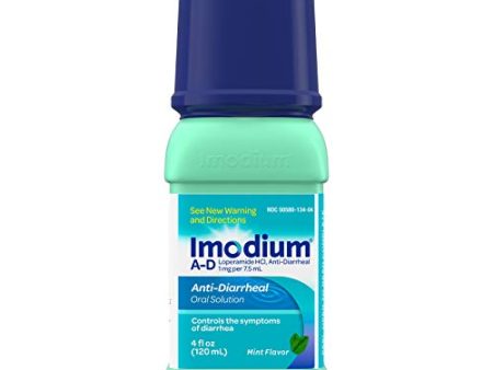 Imodium A-D Liquid Anti-Diarrheal Medicine with Loperamide Hydrochloride to Help Control Symptoms of Diarrhea Due to Acute, Active & Traveler s Diarrhea, Mint Flavor, 4 fl. oz Cheap