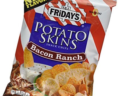 TGI Fridays Bacon Ranch Potato Skin Chips, 3 oz Bags - Crispy, Savory Snack - Perfect for Parties or Snacking - (Pack of 6) on Sale