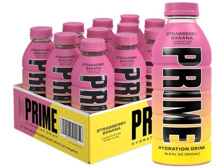 PRIME Hydration Strawberry Banana | Sports Drinks | Electrolyte Enhanced for Ultimate Hydration | 250mg BCAAs | B Vitamins | Antioxidants | 1g Of Sugar | 16.9 Fluid Ounce | 12 Pack For Cheap