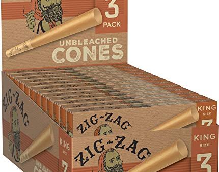 Zig-Zag Cones Unbleached Natural Fiber Pre Rolled Rolling Paper King Size (24 Box Carton) 72 Total Cones? Cheap