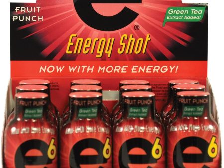 E6 Energy Shot Fruit Punch (12-2oz Bottle Pack) Sugar Free, Zero Calories For Sale