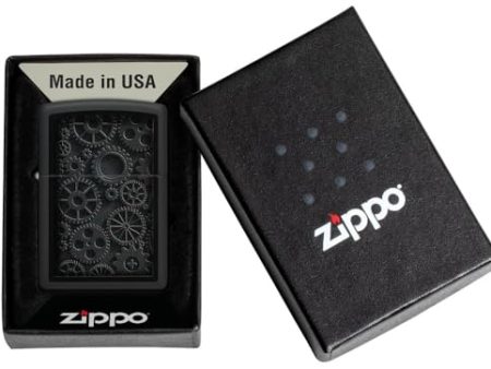 Zippo Steampunk Design Black Matte Pocket Lighter For Sale