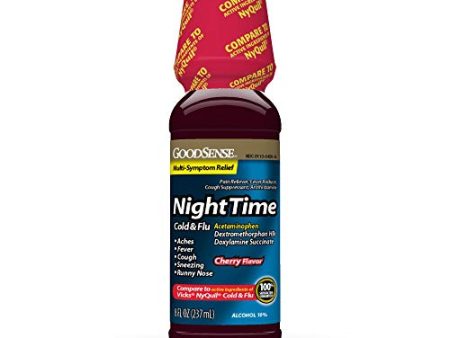 GoodSense Nighttime Cold and Flu Relief Cherry Flavor Cold and Flu Liquid For Discount