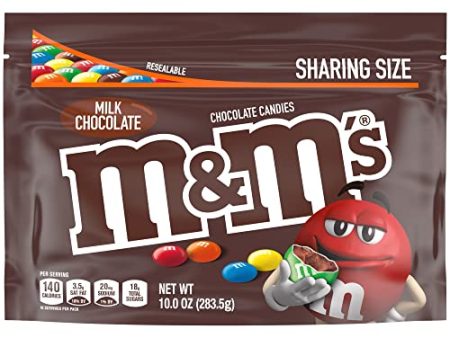 M&M S Milk Chocolate Candy, Sharing Size, 10 oz Resealable Bag For Cheap