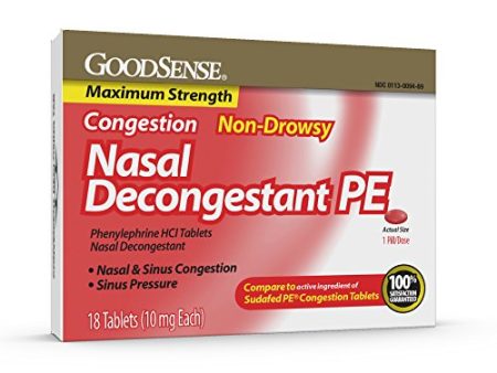 GoodSense Maximum Strength Nasal Decongestant Sinus Pressure, 18 Count on Sale