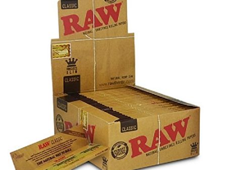 Raw Classic King Size Slim Rolling Paper Full Box Of 50 Packs Online Sale