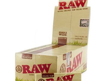 RAW Organic Single Wide 25 Count Box 100 Leaves For Discount