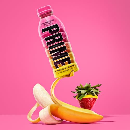 PRIME Hydration Strawberry Banana | Sports Drinks | Electrolyte Enhanced for Ultimate Hydration | 250mg BCAAs | B Vitamins | Antioxidants | 1g Of Sugar | 16.9 Fluid Ounce | 12 Pack For Cheap