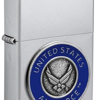 Zippo United States Air Force Emblem Satin Chrome Pocket Lighter - Fly High Online Sale