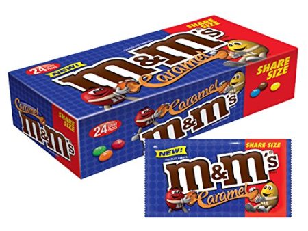 M&M S Caramel Chocolate Candy Share Size 2.83-Ounce Pouch 24-Count Box For Sale