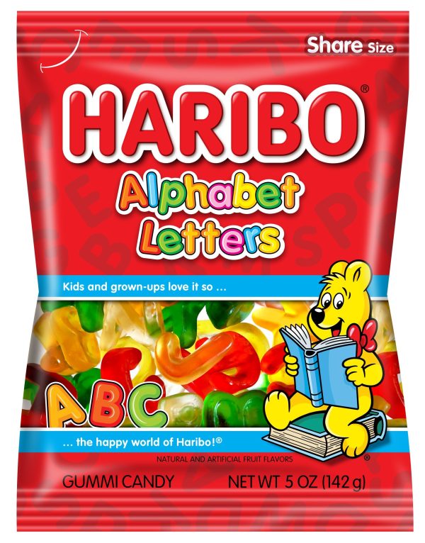 Haribo Gummi Candy, Alphabet Letters, 5 oz. Bag (Pack of 12) For Sale