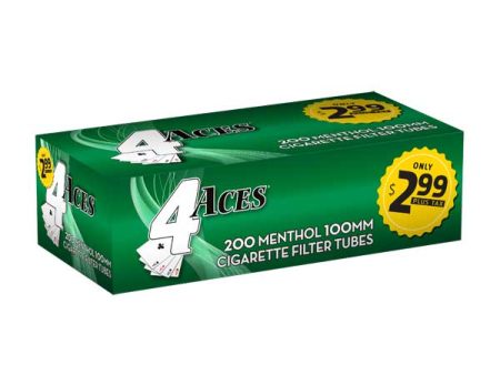 4 Aces Menthol 100mm RYO Cigarette Tubes - 200ct Box (Pack of 5) Online Hot Sale