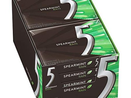 5 Gum Sugar Free Gum, RainSpearmint, 15Piece Pack (10 Pack) on Sale