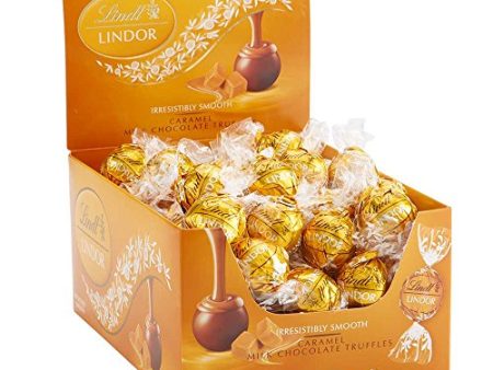 Lindt LINDOR Caramel Milk Chocolate Truffles, Milk Chocolate Candy with Smooth, Melting Truffle Center, 25.4 oz., 60 Count Hot on Sale