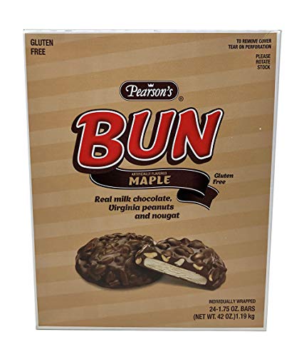 Pearson s Maple BUN Bar | Combination of Fresh Roasted Peanuts, Real Milk Chocolate, and Creamy Center Made of Real Maple | Pack of 24 - 1.75 oz. Peanut Cluster Bars Supply