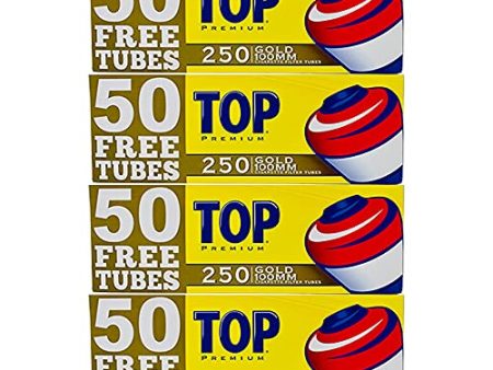 Top Cigarette Tubes Gold 100mm 250 Count Per Box (4-Boxes) For Discount