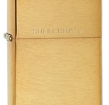 Zippo Solid Pocket Lighter, Brushed Brass with Solid Brass Online now