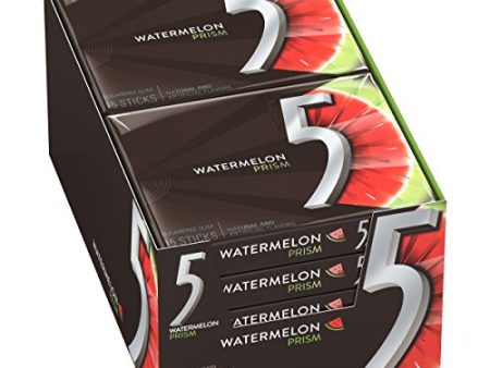 5 Prism Watermelon Sugarfree Gum, 15 Piece (10 Packs) Fashion