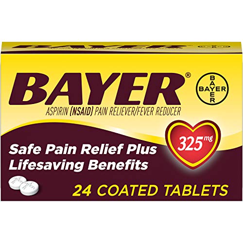 Genuine Bayer Aspirin 325mg Coated Tablets Pain Reliever Fever Reducer, 24 Count For Cheap