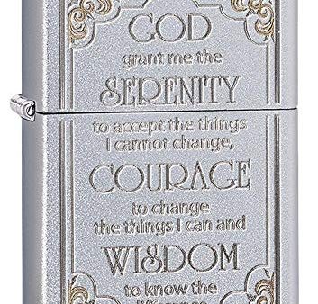 Zippo Serenity Prayer Satin Chrome Pocket Lighter, One Size (28458) For Sale